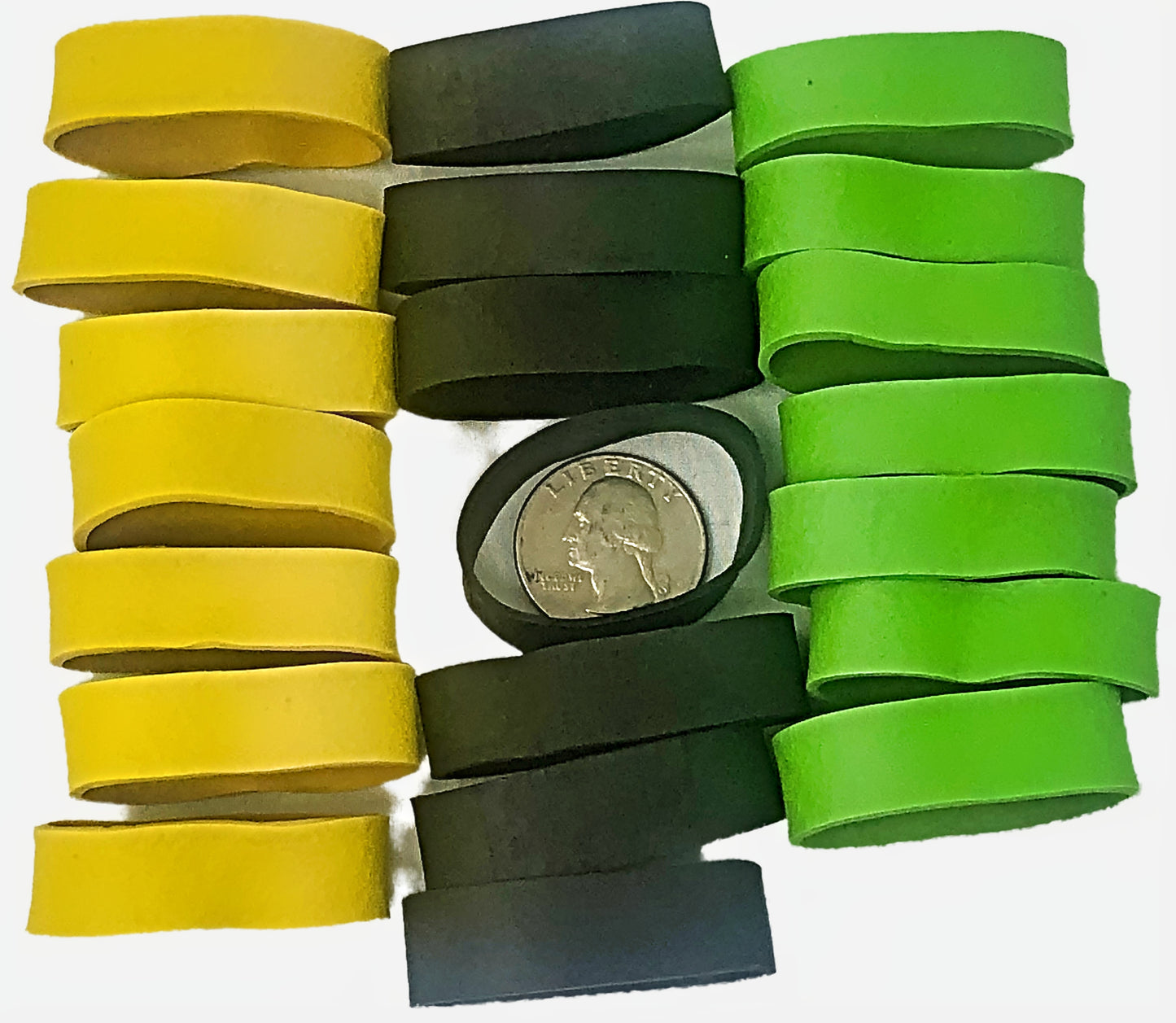 Yellow band compared to Quater dollar coin
