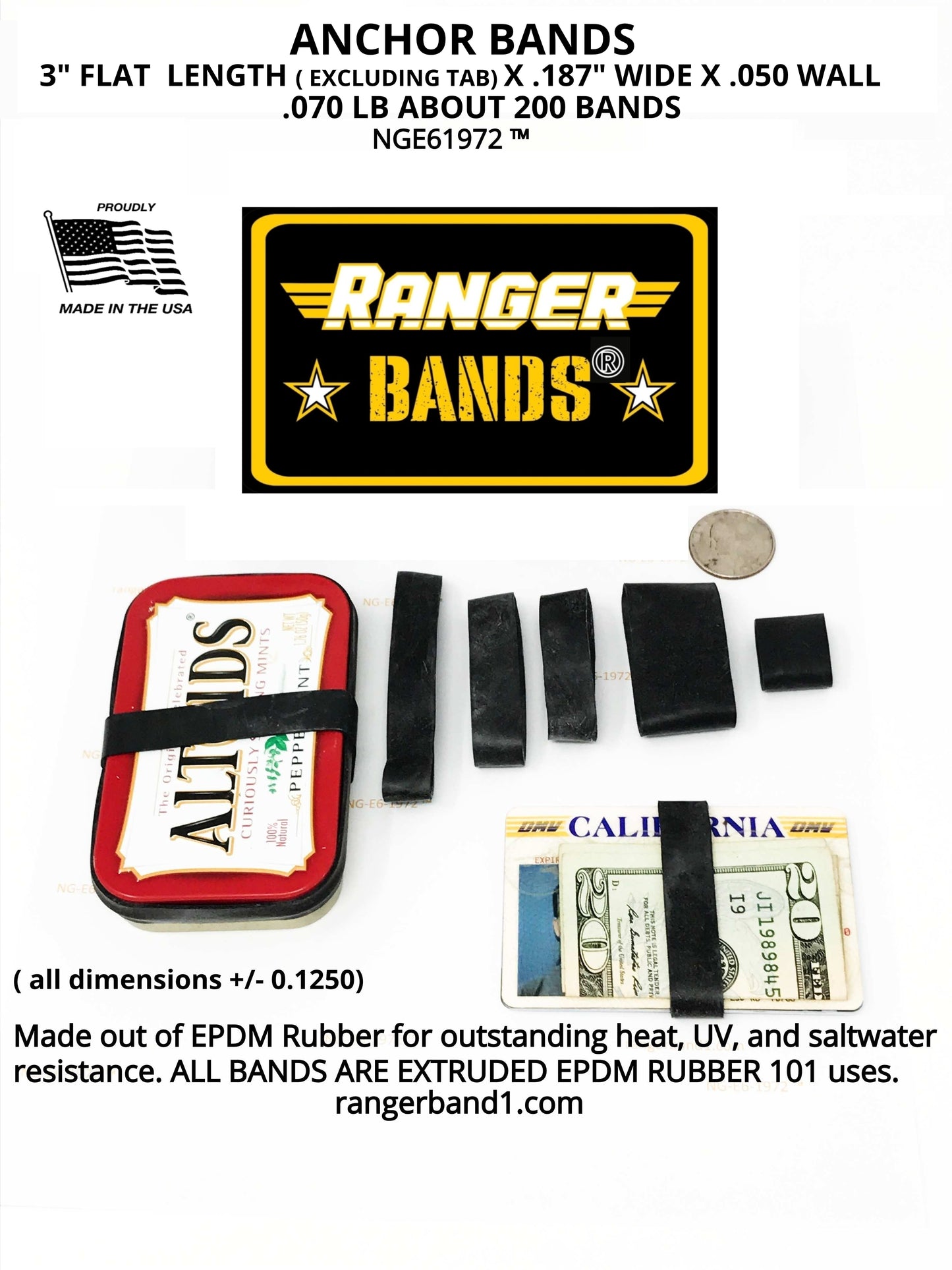 Ranger Bands® 200 Count Anchor Bands Made from EPDM Rubber for Survival, Emergency Tinder and Strapping Gear Made in The USA (Copy)