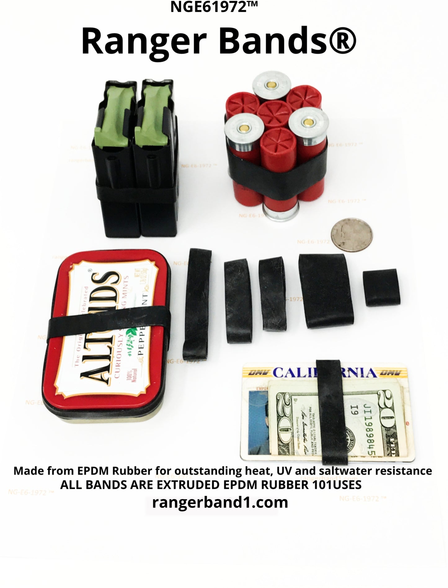 Ranger Bands EPDM Secure ropes, cords, cables, hoses, lines, straps, bandoliers, magazines, bipods, belts, suspenders, antenna