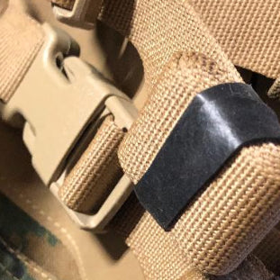 Bag strap tied with ranger band