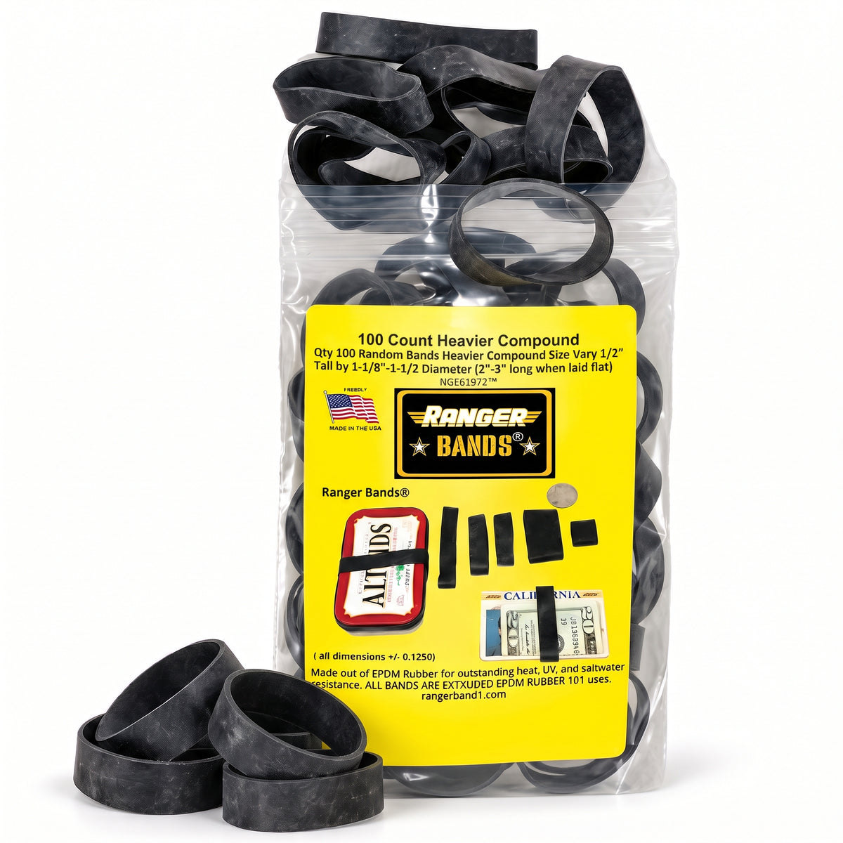 Ranger Bands® 100 Count Random Heavier Compound from EPDM Rubber for Survival, Emergency Tinder and Strapping Gear Made in The USA (Copy)