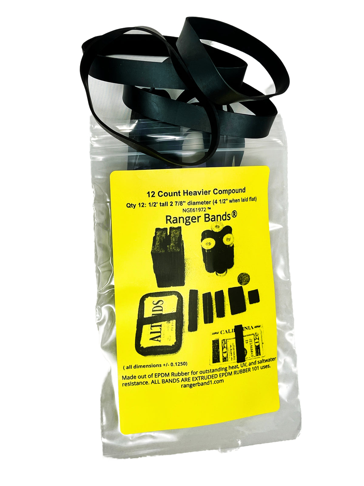 Ranger Bands® 12 Ct High Tension EPDM Rubber Less Stretch