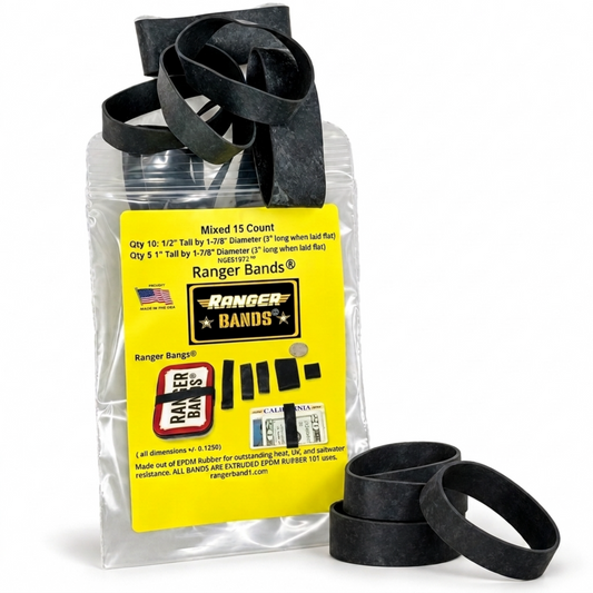 Ranger Bands® 15 Count LG EX Made in the USA from EPDM Rubber Heavy Duty Survival Gear