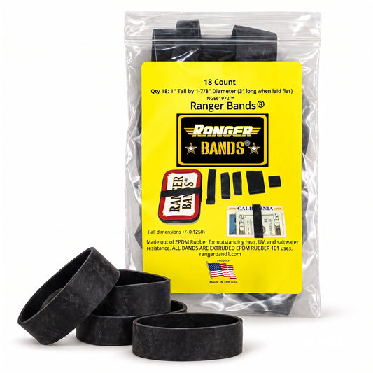 Ranger Bands® 18 Count Wide Extra Stretch From EPDM Rubber Survival & Strapping Gear  USA  NGE61972 ™