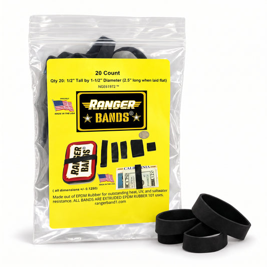 Ranger Bands® 20 Count Extra Stretch Made From EPDM Rubber Survival & Strapping Gear  USA  NGE61972 ™