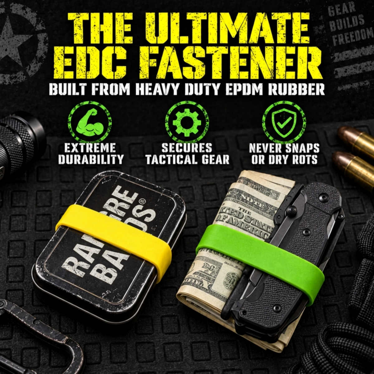Ranger Bands® Mixed 24 Extra Stretch Safety colors small Made from EPDM Rubber for Survival, Emergency Tinder and Strapping Gear Made in the USA