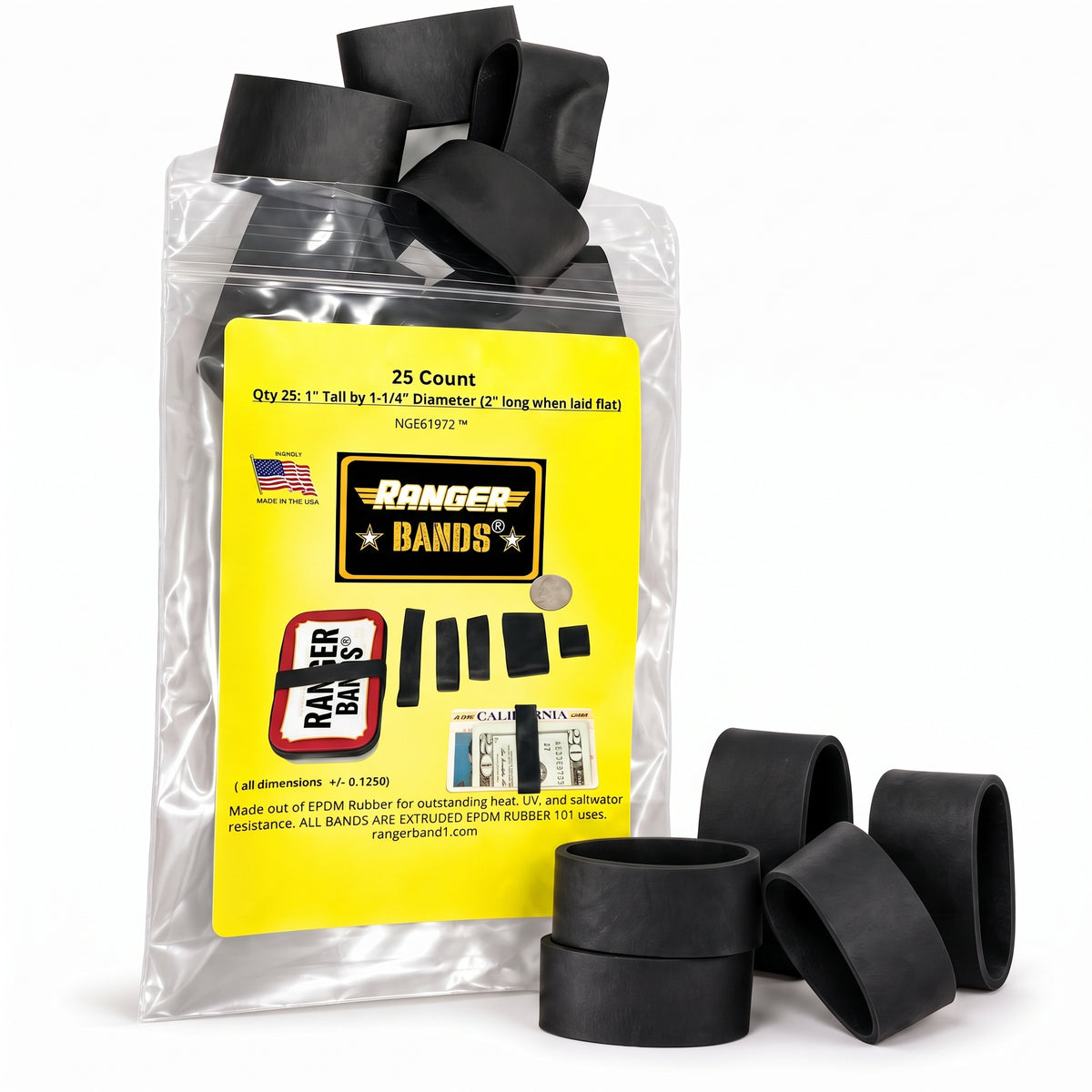 Ranger Band® 25 Count Extra Stretch From EPDM Rubber Survival & Strapping Gear  USA  NGE61972 ™