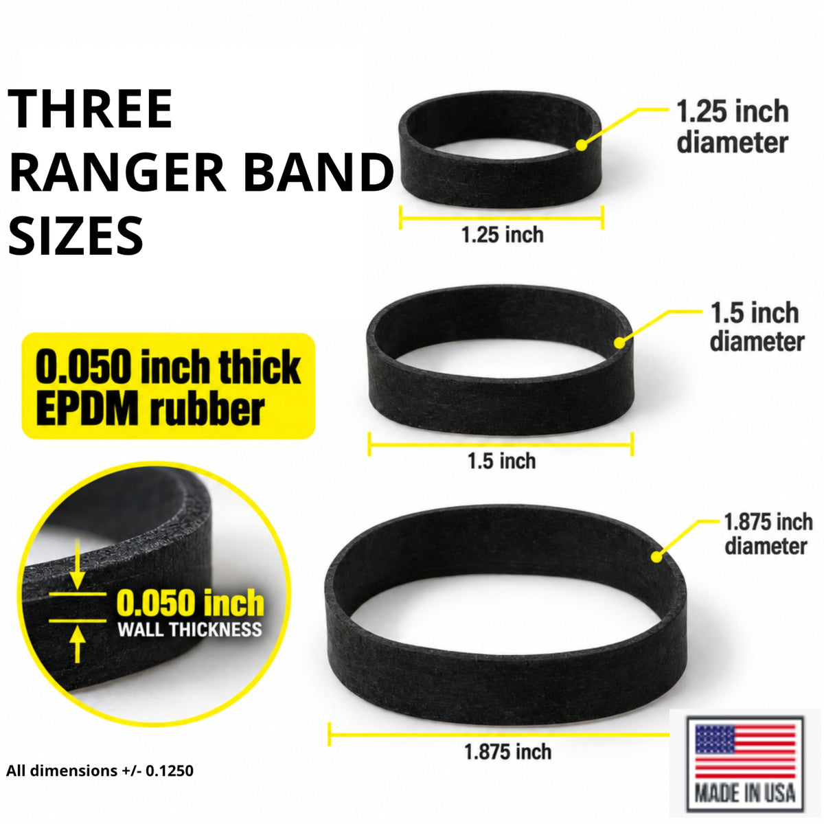 Ranger Band 1® Mixed 36 Count Extra Stretch Made of EPDM Rubber for Survival, Tinder and Strapping Gear of Various Sizes Made in the USA NGE61972