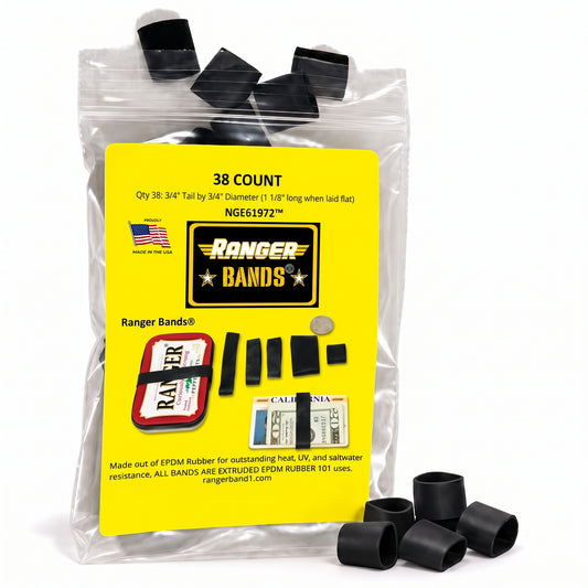 Ranger Bands® 38 Count Tension 1 1/8" lay flat 3/4" wide  Fits Surefire 6P Made From EPDM Rubber for Survival,Strapping Gear Made in the USA