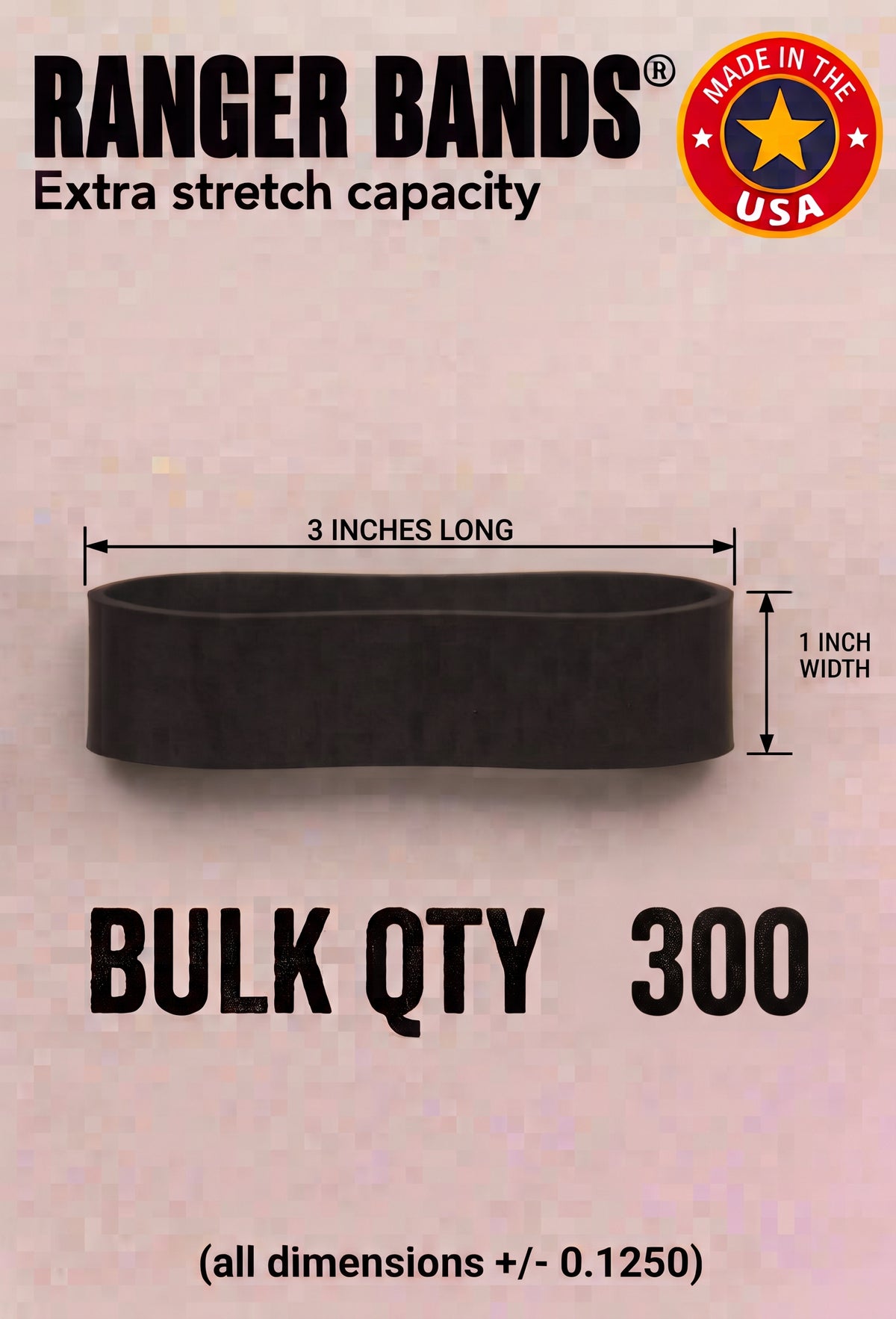 Ranger Bands® EXTRA STRETCH 3" lay flat 1" wide Bag of 300 Made From EPDM Rubber: For Survival and Strapping Gear Made in the USA  NGE61972 ™