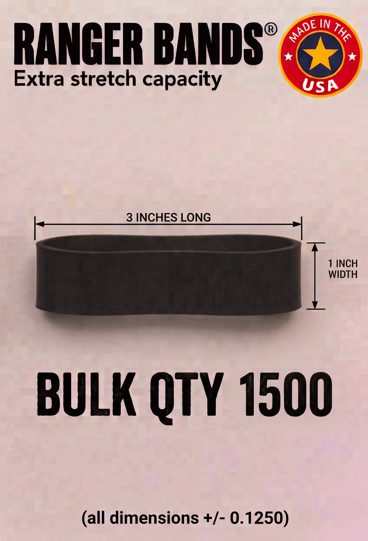 Ranger Bands® EXTRA STRETCH 3" lay flat 1" wide Bag of 1500 Made From EPDM Rubber: For Survival and Strapping Gear Made in the USA  NGE61972 ™
