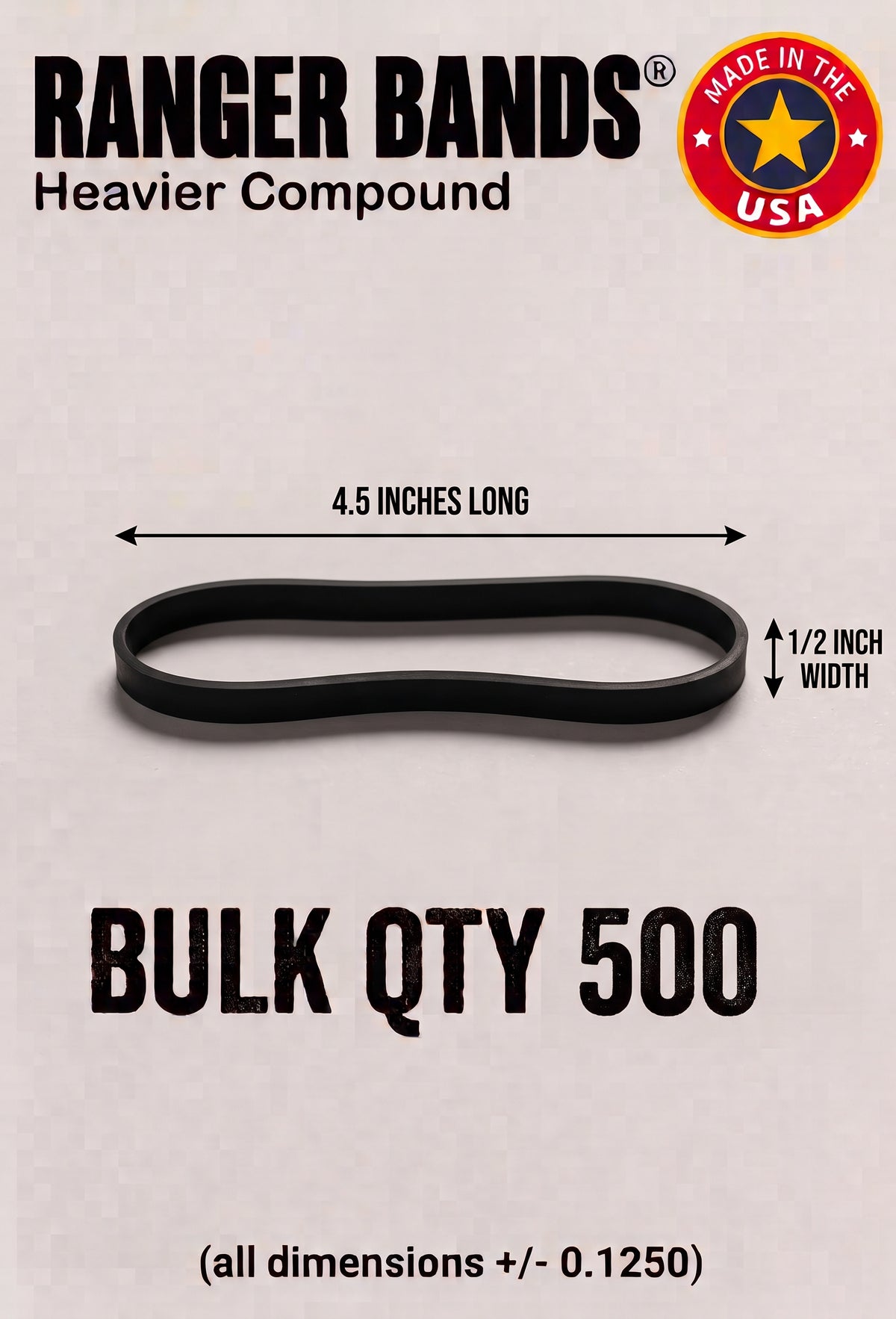 Ranger Bands® 500 EX 4.5" lay flat 1/2" wide High Tension less stretch EPDM Rubber for Survival, Emergency Tinder and Strapping Made in the USA