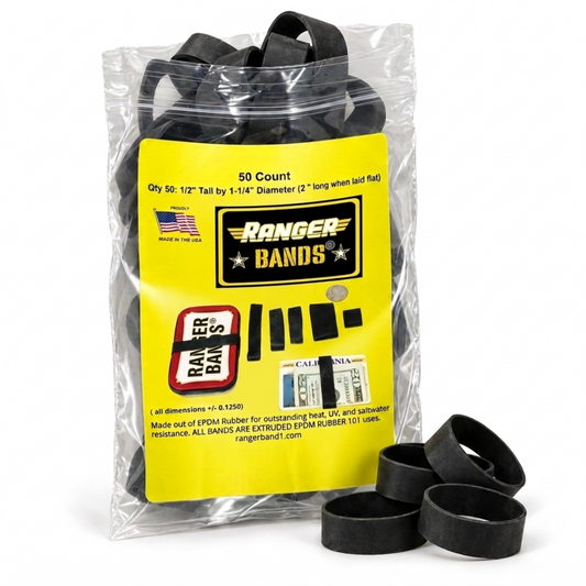 Ranger Bands® 50 Count Extra Stretch Made from EPDM Rubber for Survival and Strapping Gear Made in the USA NGE61972
