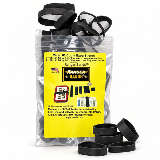 Ranger Bands® 60 Mixed Extra Stretch Made From EPDM Rubber Survival & Strapping Gear  USA  NGE61972 ™