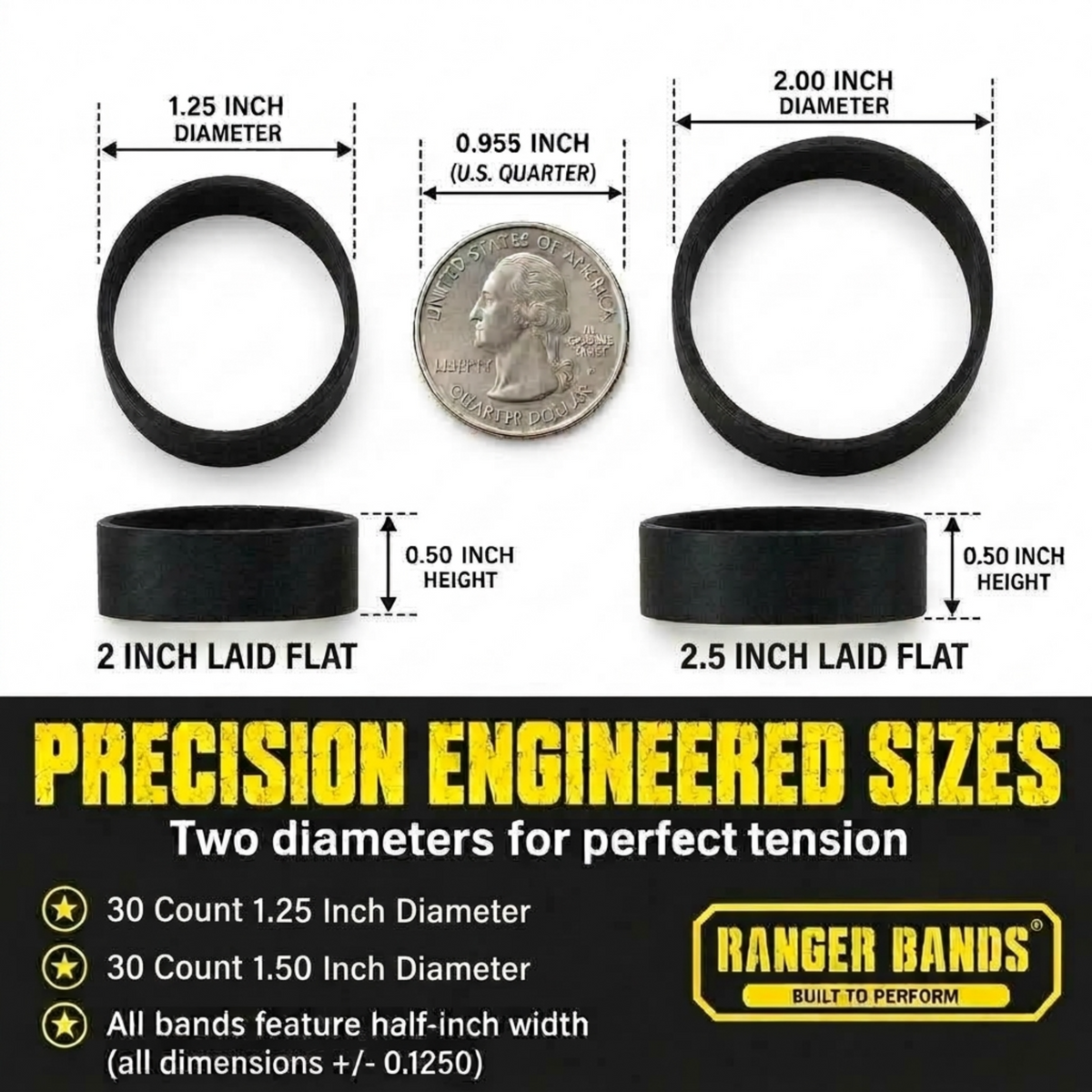 Ranger Bands® 60 Mixed Extra Stretch Made From EPDM Rubber Survival & Strapping Gear  USA  NGE61972 ™