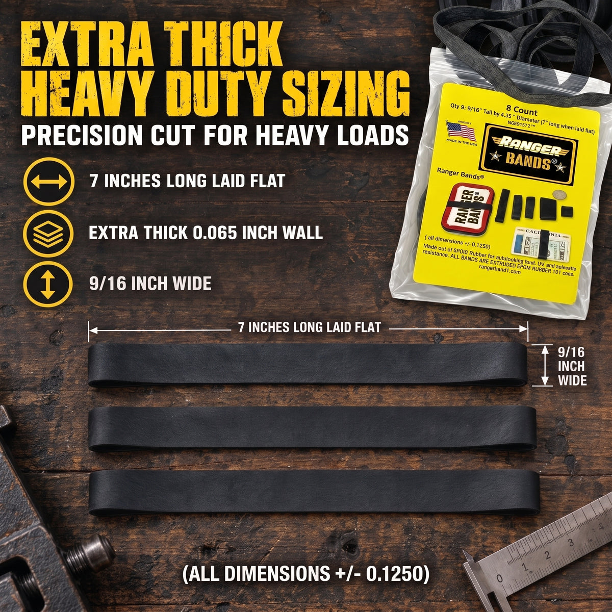 Ranger Bands® 8 Count Extra Stretch From EPDM Rubber Survival & Strapping Gear  USA  NGE61972 ™
