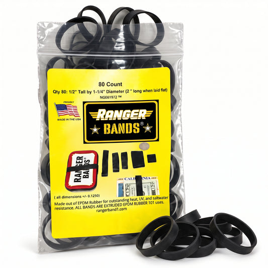 Ranger Bands® 80 Count Extra Stretch From EPDM Rubber Survival & Strapping Gear  USA  NGE61972 ™