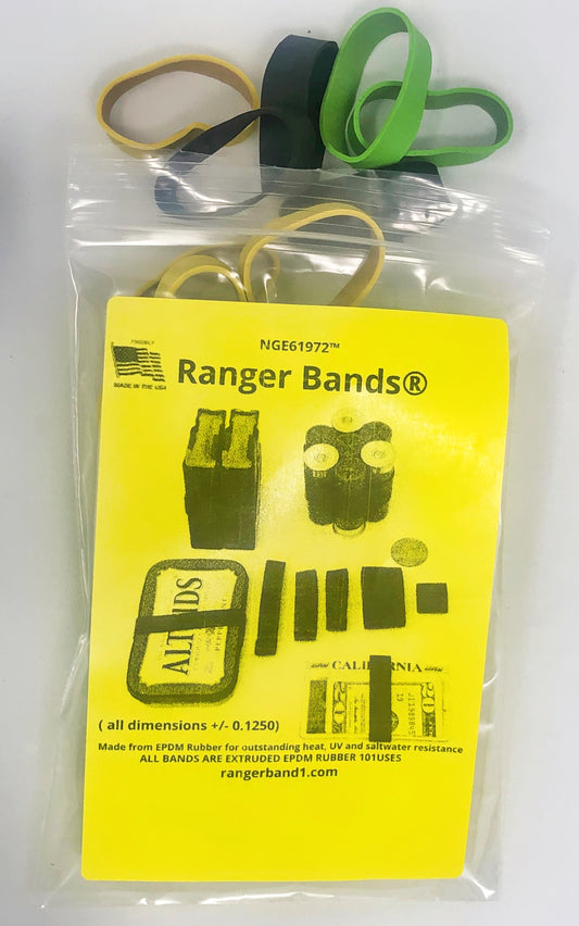 Ranger Bands® 21 Count Extra Stretch Safety color Mixer small Made from EPDM Rubber for Survival, Emergency Tinder and Strapping Gear Made in the USA