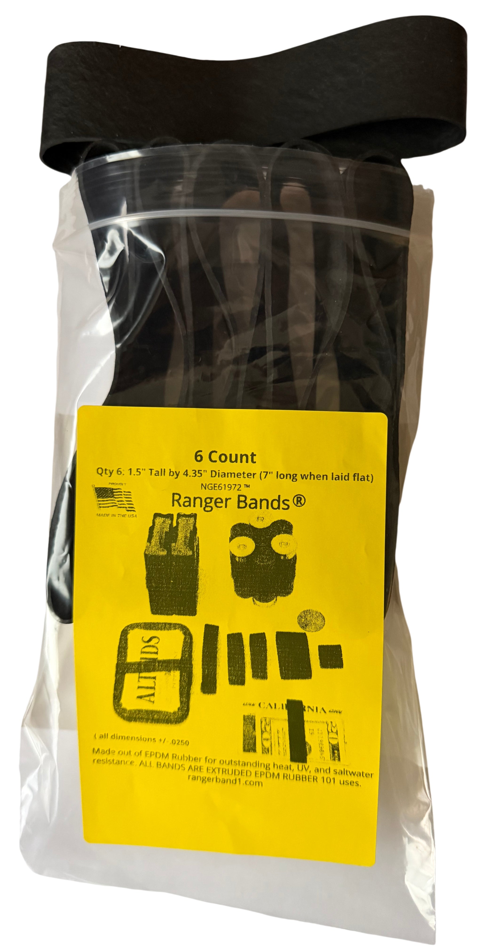 Ranger Bands 6 Count Extra Stretch From EPDM Rubber Survival & Strapping Gear USA — EPDM Rubber, Made in USA