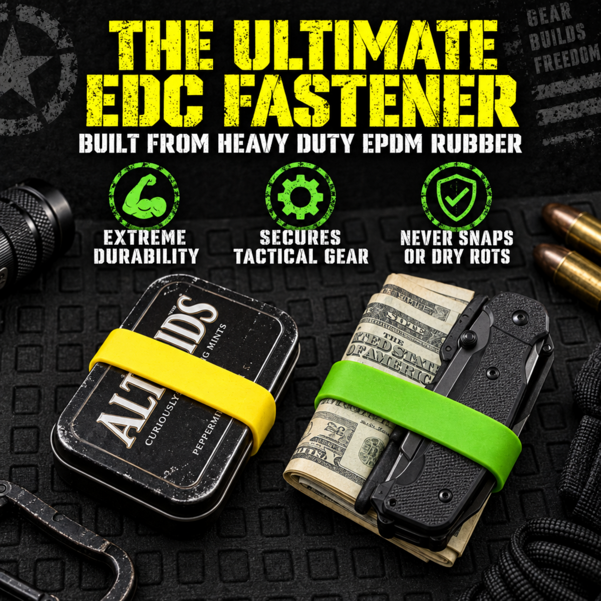 Ranger Bands® Mixed 24 Extra Stretch Safety colors small Made from EPDM Rubber for Survival, Emergency Tinder and Strapping Gear Made in the USA