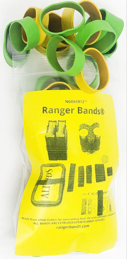 Ranger Bands® Mixed 40 Count Extra Stretch Safety colors Made from EPDM Rubber for Survival, Emergency Tinder and Strapping Gear Made in the USA