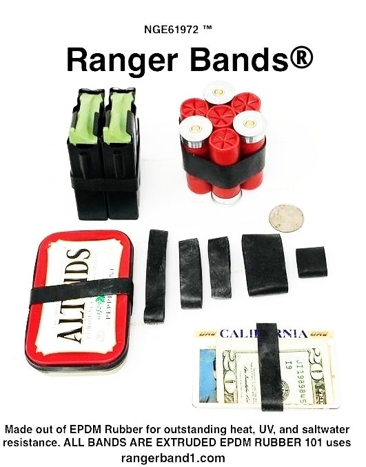 Ranger Bands EPDM Secure ropes, cords, cables, hoses, lines, straps, bandoliers, magazines, bipods, belts, suspenders, antenna.